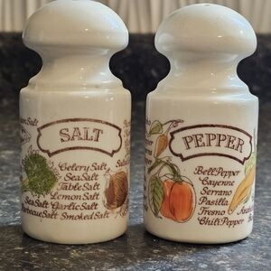 Vintage 1980 Avon Salt and Pepper Shaker Set with Country Herb and Spice Motif
